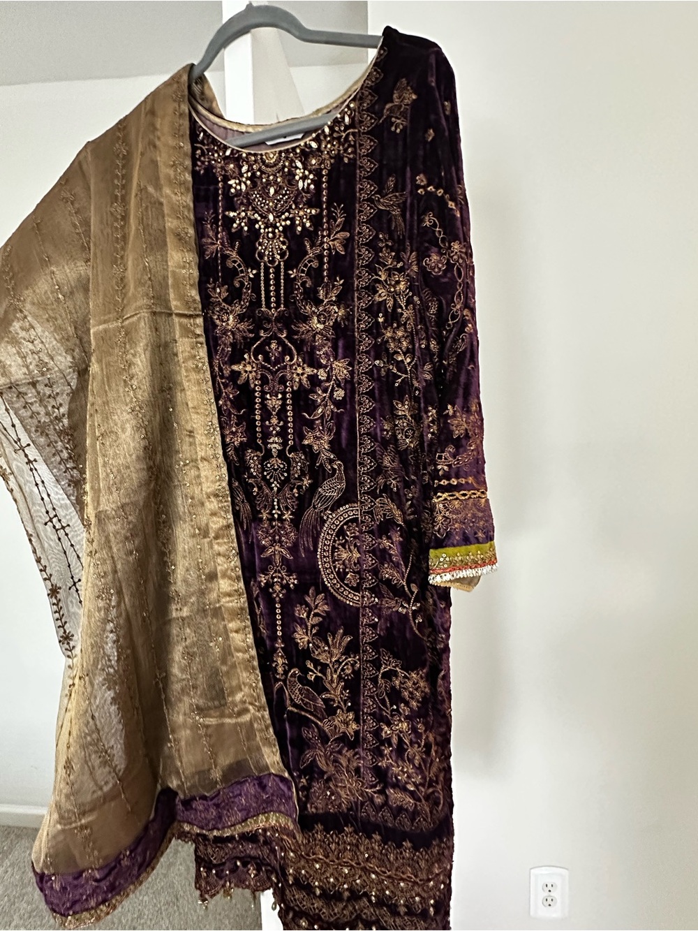 Maria B Velvet Dress in Deep Purple